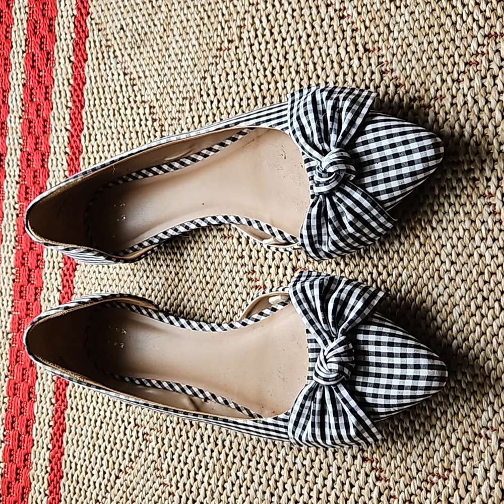 Gingham bow flats 9.5
